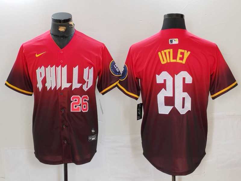Mens Philadelphia Phillies #26 Chase Utley Red 2024 City Connect Limited Stitched Jerseys->philadelphia phillies->MLB Jersey